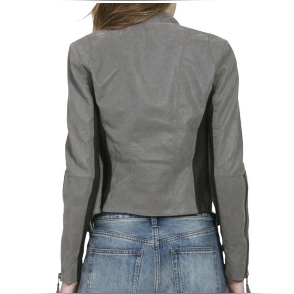 Free People Faux Vegan Leather Motto Style Jacket Size 0 - Picture 9 of 9